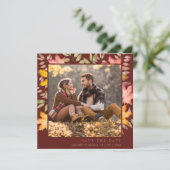 素朴なテラコッタ 秋 落葉 フォト ウェディング セーブザデート (スタンド正面)