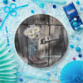 素朴なデイジーカウボーイブーツ西カントリー結婚式 ペーパープレート (パーティー)