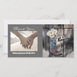 素朴なデイジー西カントリー結婚カウボーイ サンキューカード