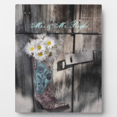 素朴なデイジー西カントリー結婚カウボーイ フォトプラーク (正面)