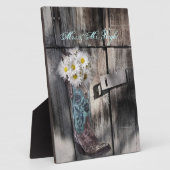 素朴なデイジー西カントリー結婚カウボーイ フォトプラーク (側面)