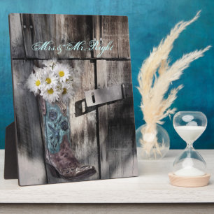 素朴なデイジー西カントリー結婚カウボーイ フォトプラーク