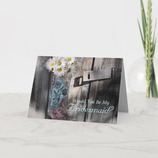 素朴なデイジー西カントリー結婚カウボーイ 招待状 (正面)