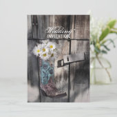 素朴なデイジー西カントリー結婚カウボーイ 招待状 (スタンド正面)