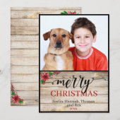 素朴なデザインの写真入りクリスマスカード　カリグラフィー シーズンカード (正面/裏面)