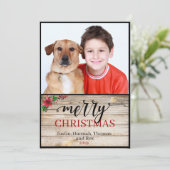 素朴なデザインの写真入りクリスマスカード　カリグラフィー シーズンカード (スタンド正面)