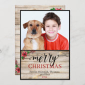 素朴なデザインの写真1枚入りクリスマスカード　カリグラフィー シーズンカード (正面/裏面)