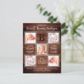 素朴なデザインの新生児お知らせカード5枚の写真 ポストカード (スタンド正面)