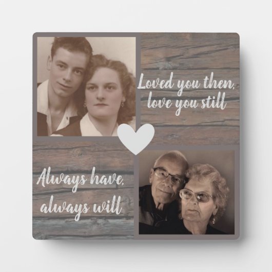 素朴なデザインの記念日用テーブルプラーク（台座付き） フォトプラーク (正面)