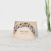 素朴なトスカナ式のオリーブの枝の結婚 カード (正面)