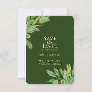 素朴なトスカーナのオリーブグリーン Save The Date 案内状