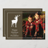 素朴なトナカイの写真の休日のクリスマスカード シーズンカード (正面/裏面)