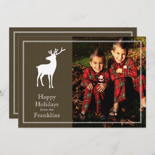 素朴なトナカイの写真の休日のクリスマスカード シーズンカード (正面/裏面)