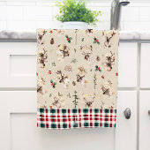 素朴なトナカイの農家スタイルのファミリー名前のイニシャルマーク キッチンタオル