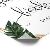 素朴なトロピカルリーフと花のゲストブックサイン ポスター (角)