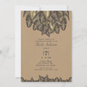 素朴なトロピカルリーフのヴィンテージ ブライダルシャワー 招待状 (正面)