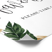 素朴なトロピカルリーフの花のウェディングギフトサイン ポスター (角)