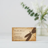 素朴なトンボの名刺|ブラウンの羊皮紙 名刺 (スタンド正面)