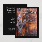 素朴なドアの新築祝いパーティー招待状 招待状 (正面/裏面)