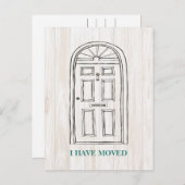 素朴なドアの移動発表の郵便はがき 案内ポストカード (正面/裏面)