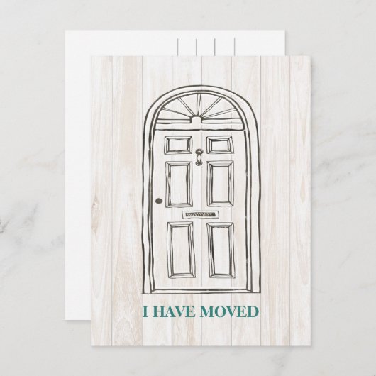 素朴なドアの移動発表の郵便はがき 案内ポストカード (正面/裏面)