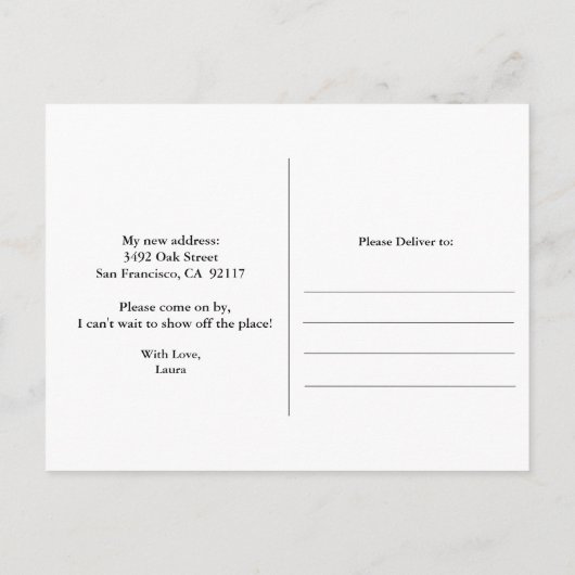 素朴なドアの移動発表の郵便はがき 案内ポストカード (裏面)