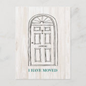 素朴なドアの移動発表の郵便はがき 案内ポストカード (正面)