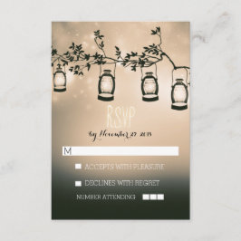 素朴なナイトライト – ランタン結婚式RSVPカード 出欠カード