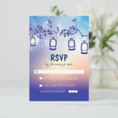 素朴なナイトライト – ランタン結婚式RSVPカード 出欠カード (スタンド正面)