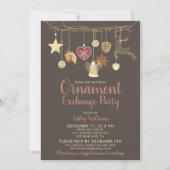 素朴なナチュラルクリスマスオーナメント交換パーティー 招待状 (正面)