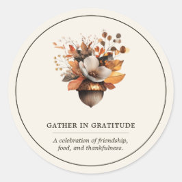 素朴なナッツの花模様のクリーム色のクラシックな丸いステッカー ラウンドシール