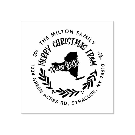 素朴なニューヨークのメリークリスマス差出人住所 ラバースタンプ (インプリント)