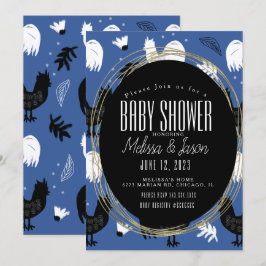 素朴なニワトリの手描きパターン 招待状