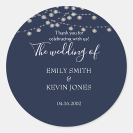 素朴なネイビーの結婚式招待状　縄灯籠付き ラウンドシール