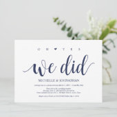 素朴なネイビーブルーのウェディングエロープメントレセプション 招待状 (スタンド正面)