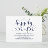 素朴なネイビーブルーのウェディングエロープメントレセプション 招待状 (スタンド正面)