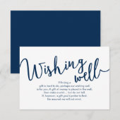 素朴なネイビーブルーのスクリプト、結婚式の願い事の井戸 エンクロージャーカード (正面/裏面)