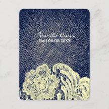 素朴なネイビーブルーの麻のレースを使ったカントリーウェディング