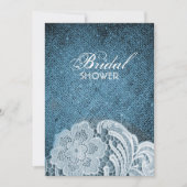 素朴なネイビーブルーバーラップレースブライダルシャワー 招待状 (正面)