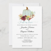 素朴なネイビー水彩オレンジ色のバーガンディーフラワー 招待状 (正面)