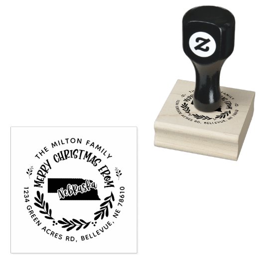 素朴なネブラスカのメリークリスマス差出人住所 ラバースタンプ (押印)