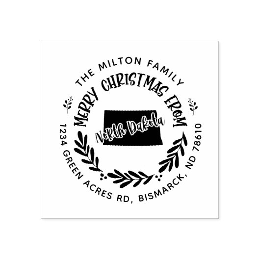 素朴なノースダコタのメリークリスマス差出人住所 ラバースタンプ (インプリント)
