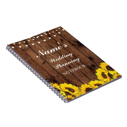 素朴なノートの結婚式の計画のヒマワリのノート ノートブック (右側)