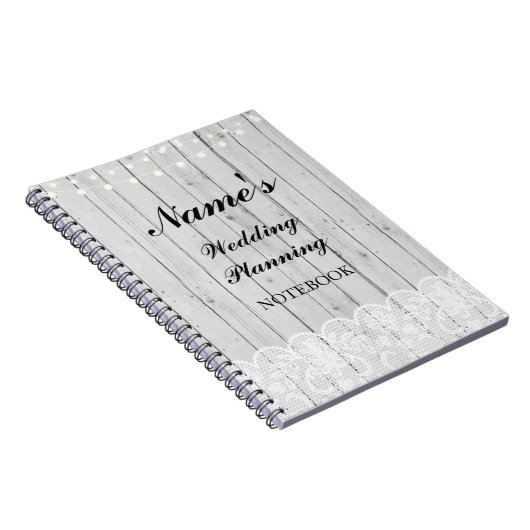 素朴なノートの結婚式の計画の木製のレースのノート ノートブック (右側)