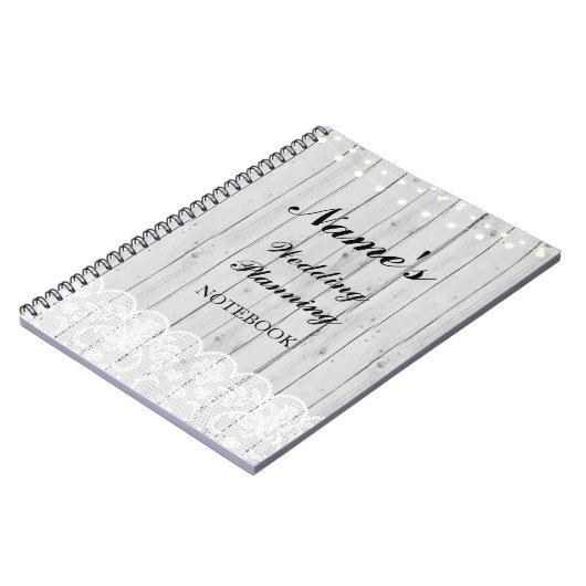 素朴なノートの結婚式の計画の木製のレースのノート ノートブック (左側)