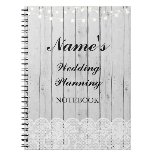 素朴なノートの結婚式の計画の木製のレースのノート ノートブック (正面)