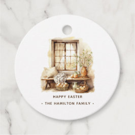 素朴なハッピーイースター家族名カスタマイズ フェイバータグ