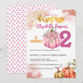 素朴なハロウィン　誕生日　グリッター　水彩 招待状 (正面/裏面)