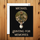 素朴なハンターの鹿の角の思い出の写真 ポストカード