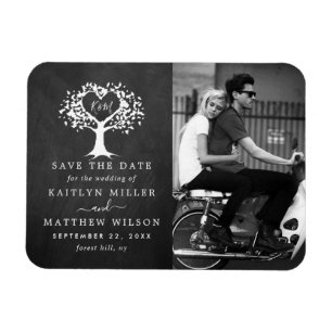 素朴なハートの木のウェディングフォト　Save The Date マグネット